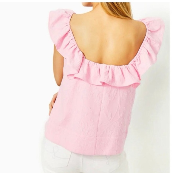 Lilly Pulitzer Zoya Pink Ruffled Women's Top - Picture 2 of 7